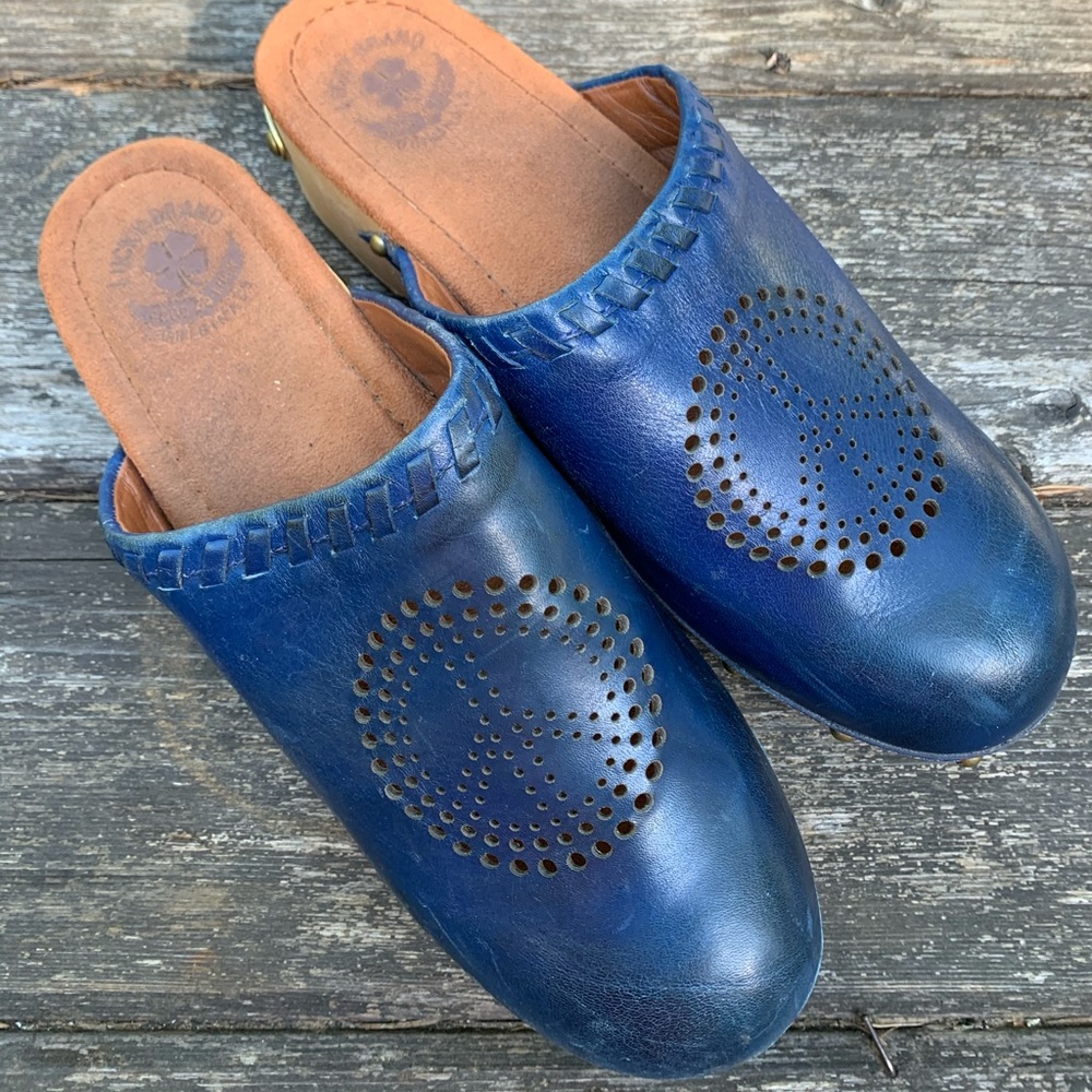 Lucky brand blue leather clogs size 8.5